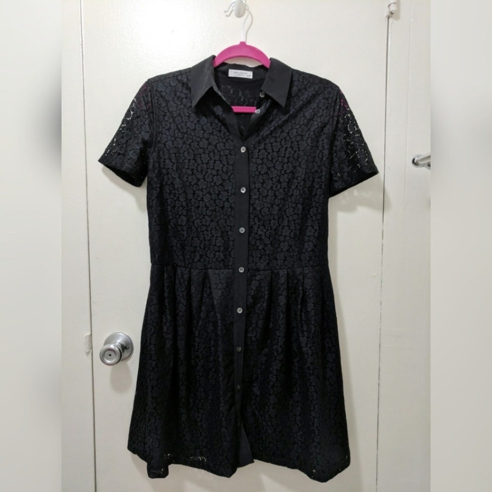 Black lace shirt dress