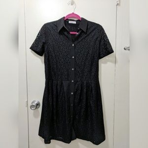 Black lace shirt dress