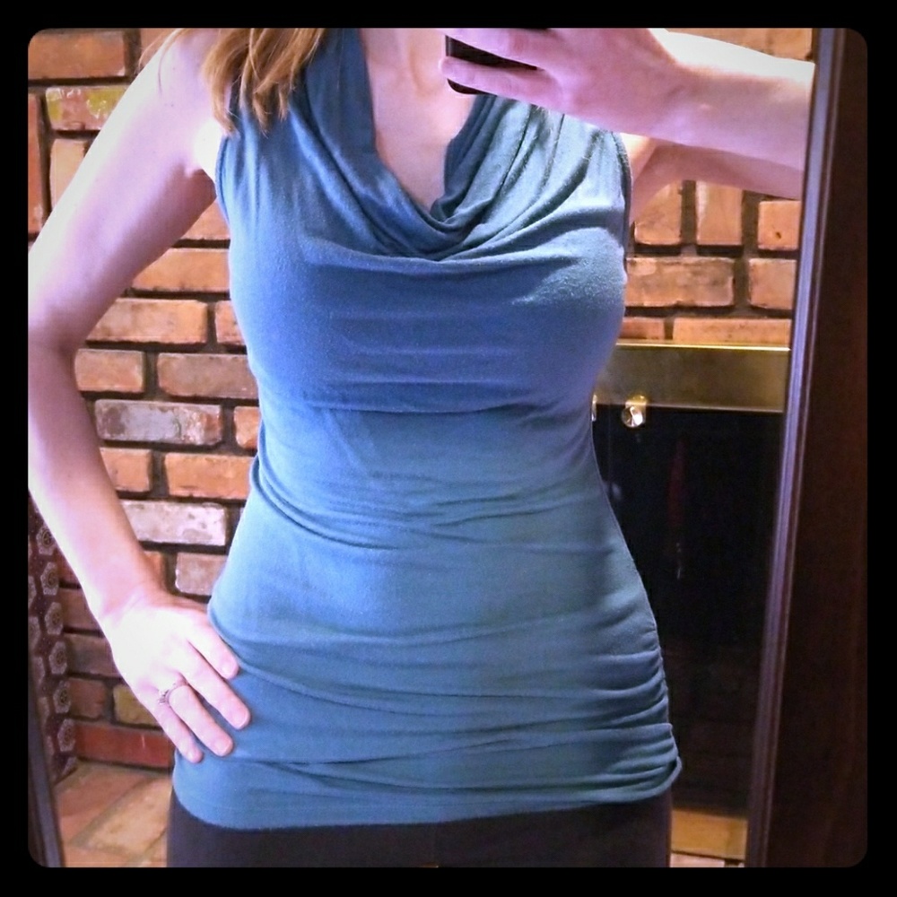 Sleeveless, cowl neck shirt