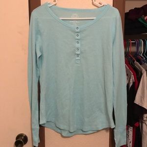 Cute blue thermal button down long sleeve.