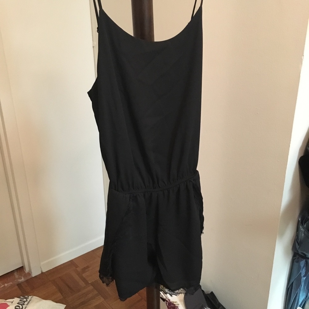 Aqua black romper