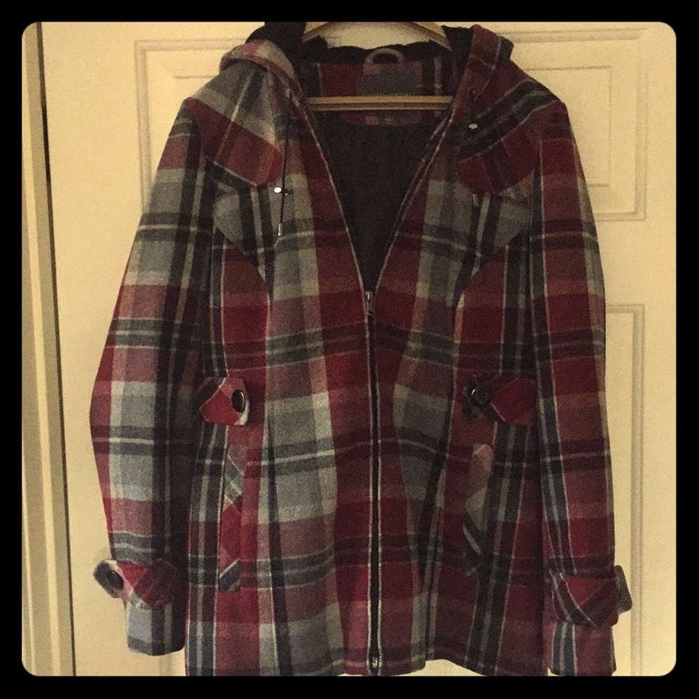 Plaid Wool Pea Coat