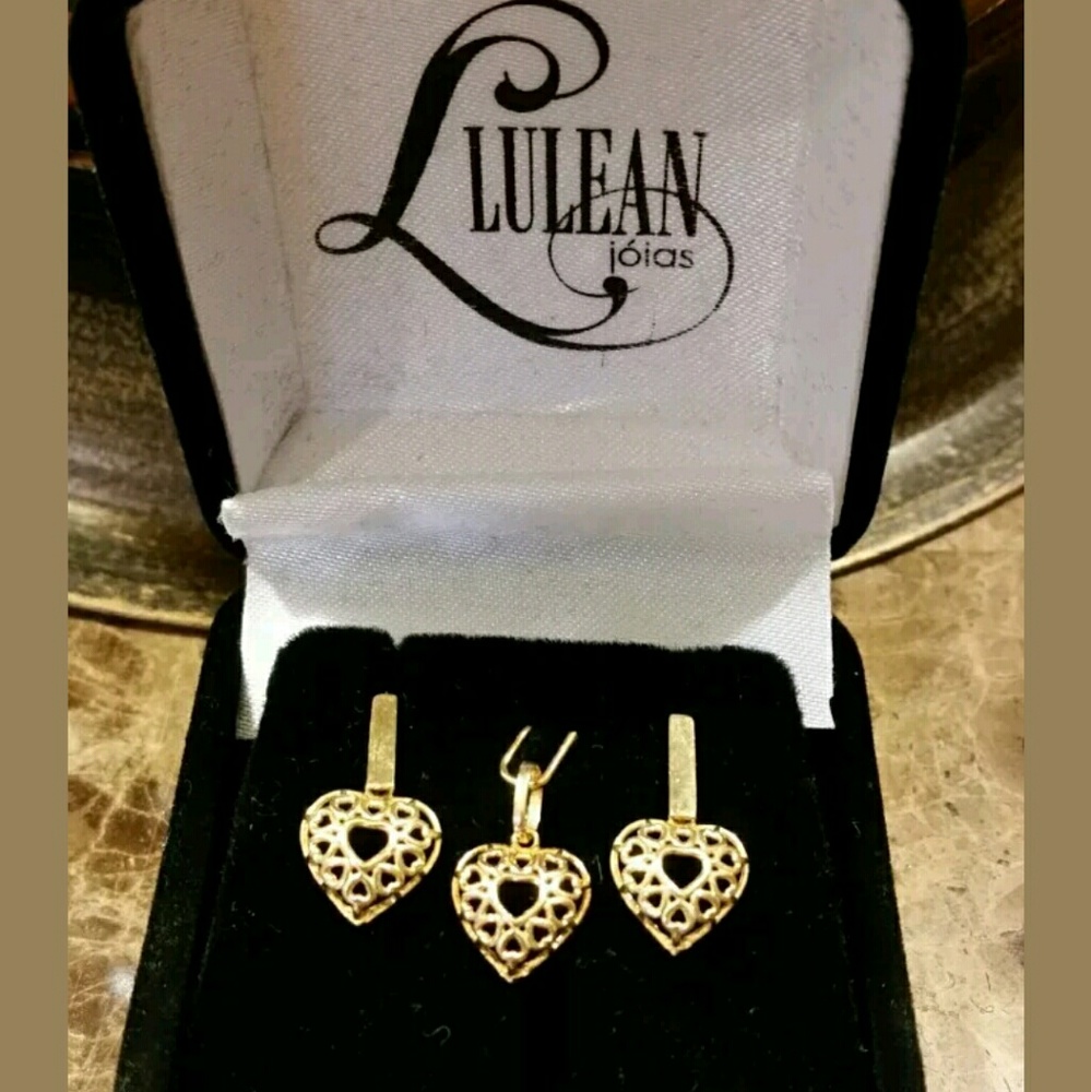 18k Gold Pendant and Earring set from Brazil