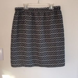 Loft Black/White Patterned Skirt