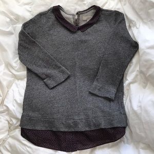 LOFT mixed material floral top