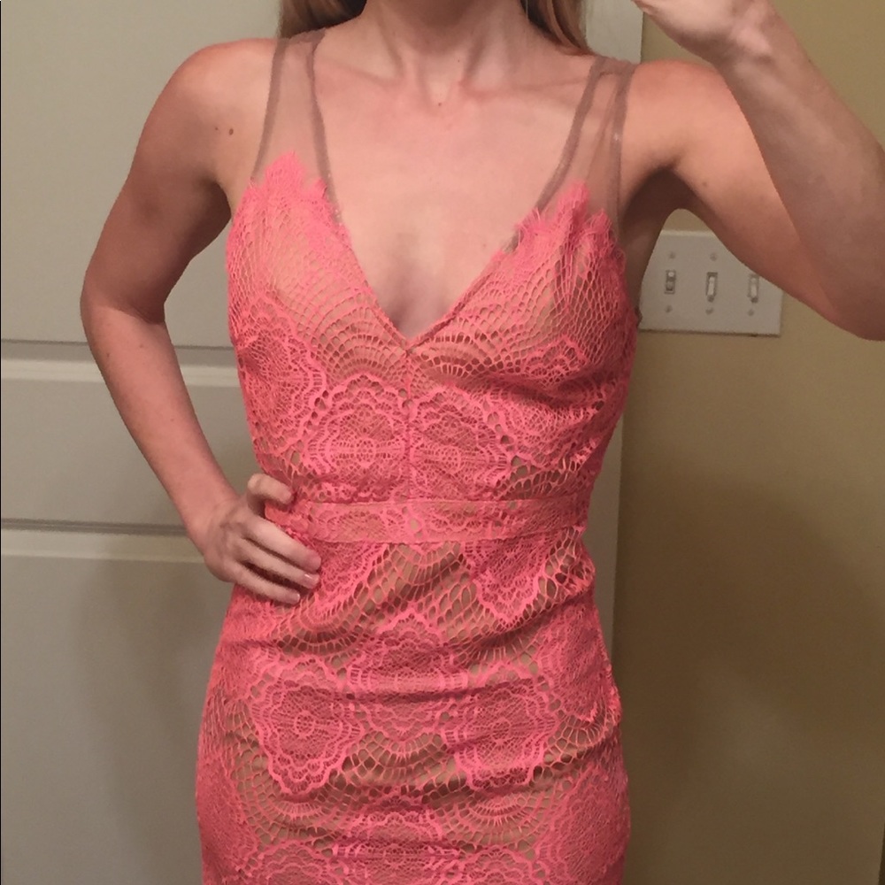 Nude & Pink lace mini dress - medium