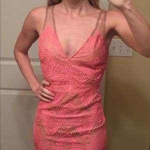 Nude & Pink lace mini dress - medium