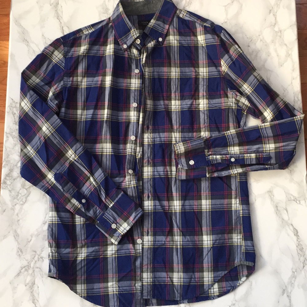 JCREW Plaid button down! Blue red! Small! Like new