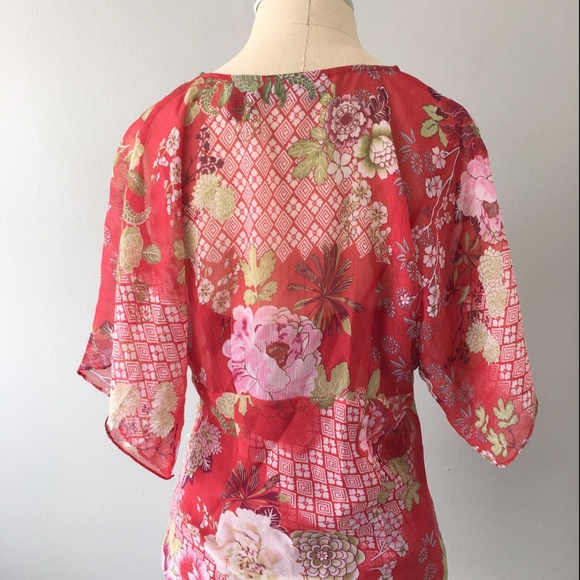 Floral Kimono Blouse Top Small - Picture 4 of 5