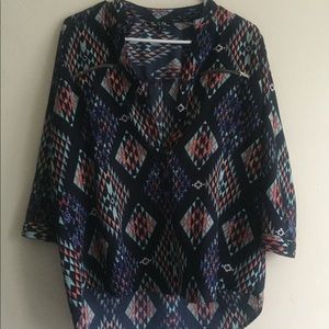 Colorful Hi-Low Dress Shirt/Blouse Size Large