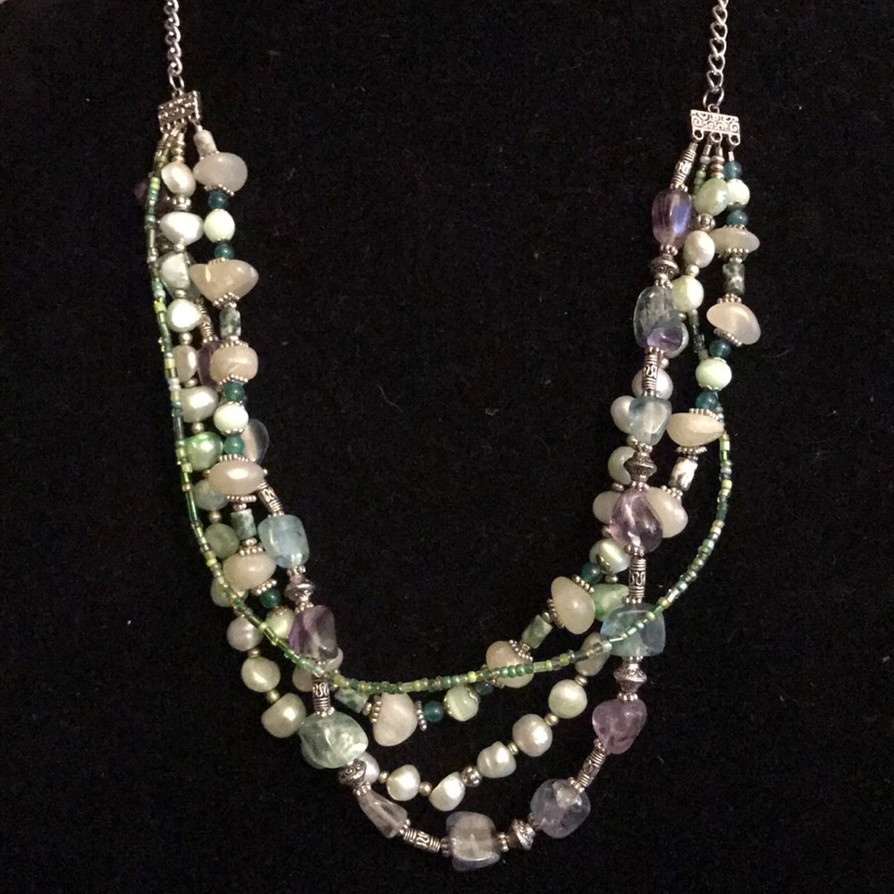 Hand crafted 4 strand Gemstone Necklace - Picture 1 of 4