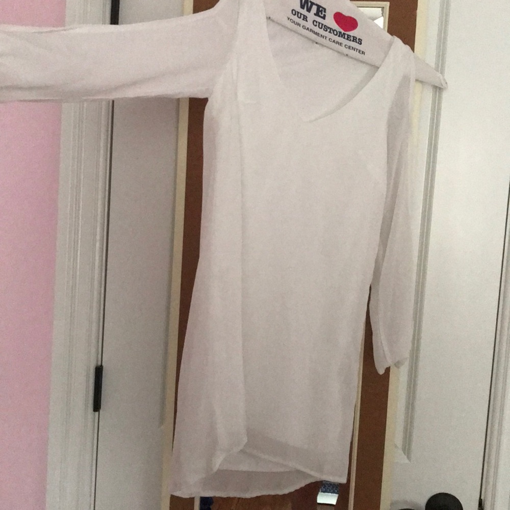 white long sleeve arm cut out dress