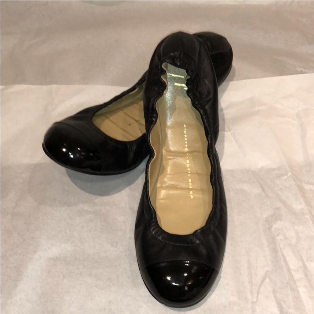 Giuseppe Zanotti Black Captoe Ballet Flats Sz 36.5
