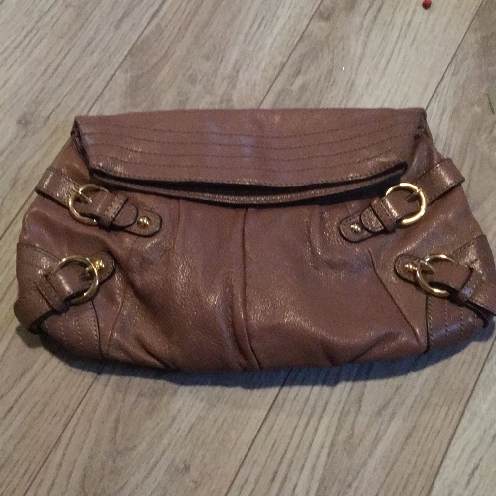 Hype mocha colored leather clutch