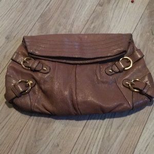 Hype mocha colored leather clutch