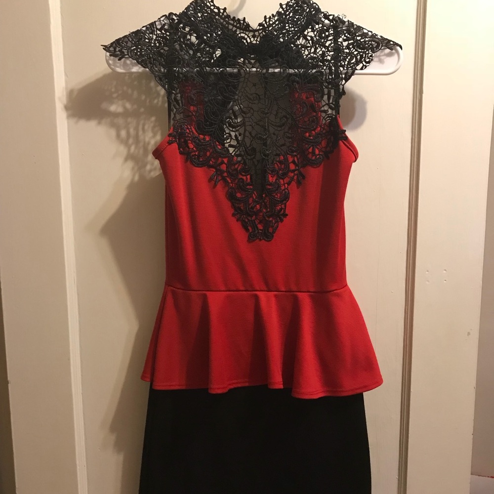Beautiful red and black lace dress