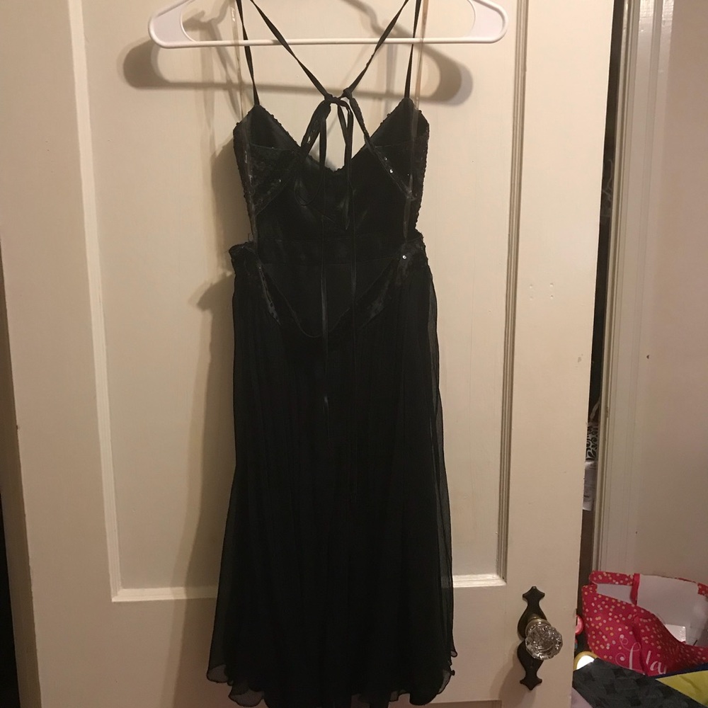 Black open back dress