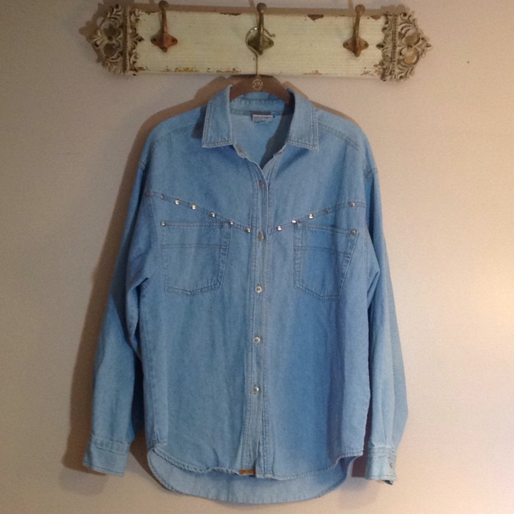 VTG Original Jordache  Button Down Denim Shirt L