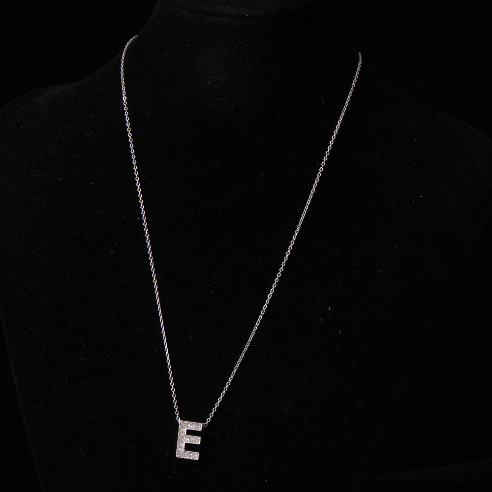 NWT silver Initial necklace crystal E,  NYCON32-E - Picture 4 of 5