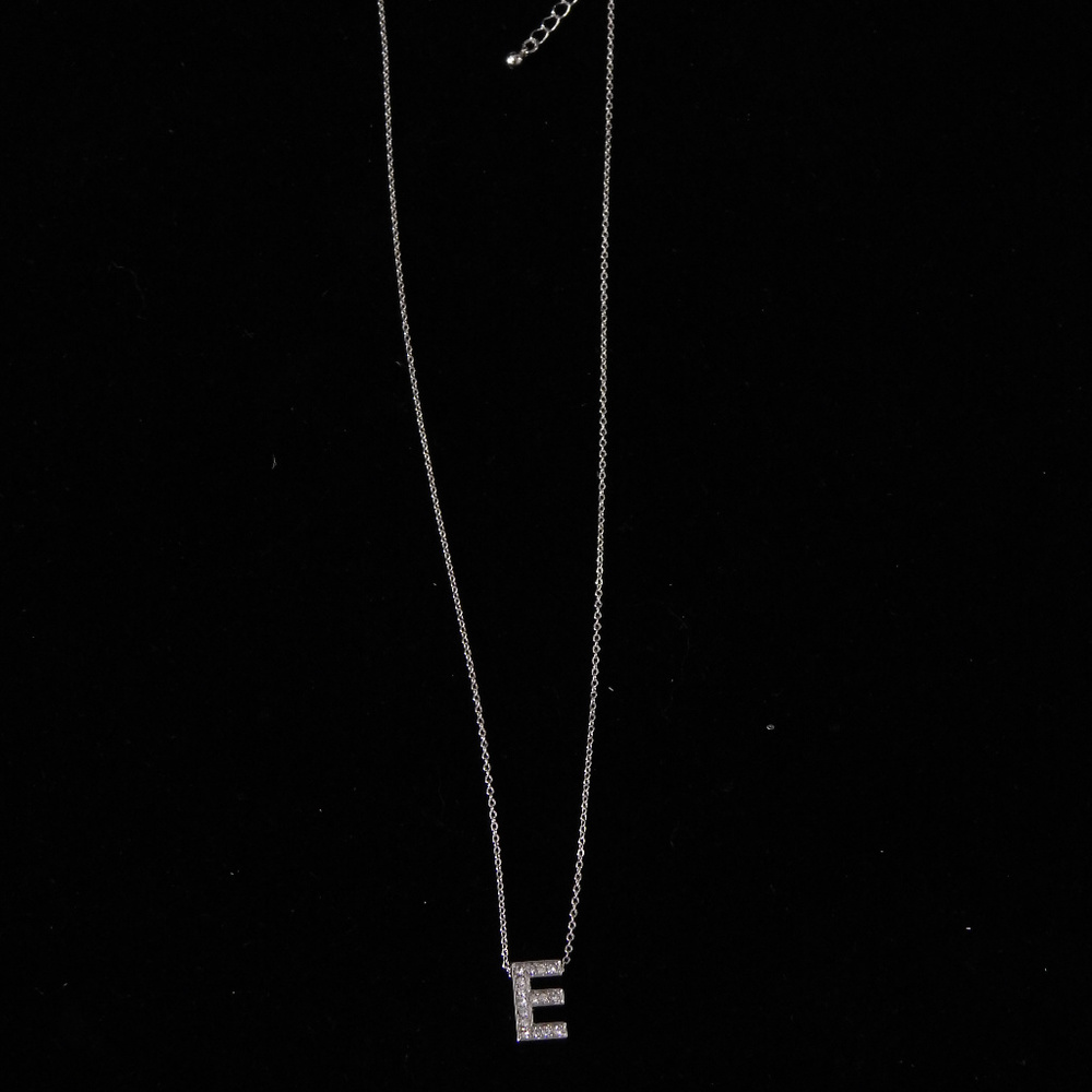 NWT silver Initial necklace crystal E,  NYCON32-E - Picture 3 of 5