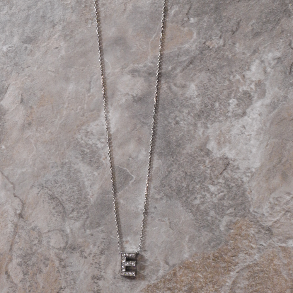 NWT silver Initial necklace crystal E,  NYCON32-E - Picture 5 of 5