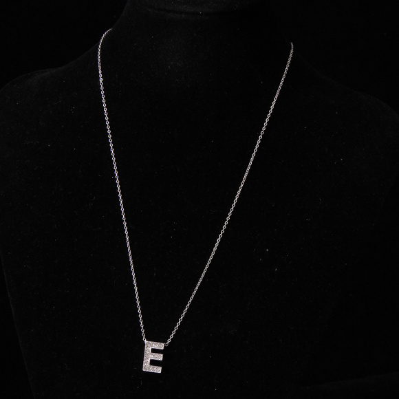 NWT silver Initial necklace crystal E,  NYCON32-E - Picture 4 of 5