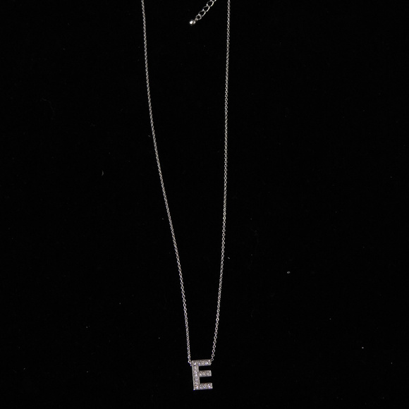 NWT silver Initial necklace crystal E,  NYCON32-E - Picture 3 of 5