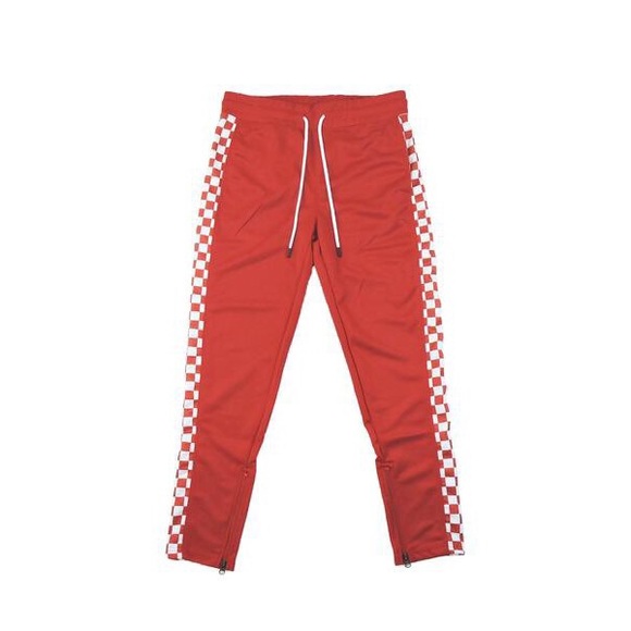 Other - Checkered Track Pants - Red Other - Checkered Track Pants - Red