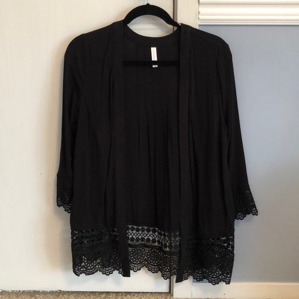 Black light weight lace detail cardigan