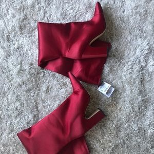 Zara red satin boot