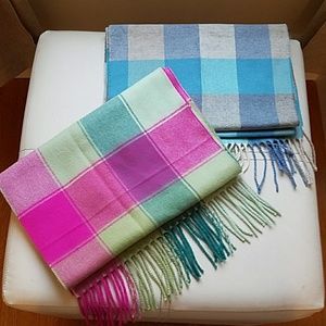 Bundle of 2 plaid winter scarves. One is cashmere