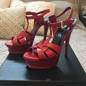 *SOLD* Authentic YSL Tribute Red Sandals