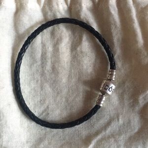 Leather and silver pandora bracelet