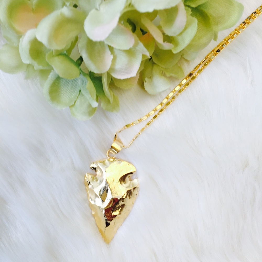 Large 18K Gold Platted Arrow Necklace 30" Chain - Picture 5 of 5