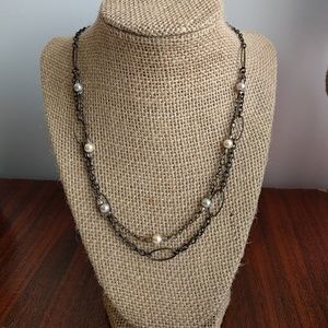 Pearl and brass necklace