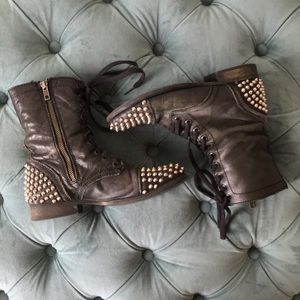 Studded Leather Combat Boots