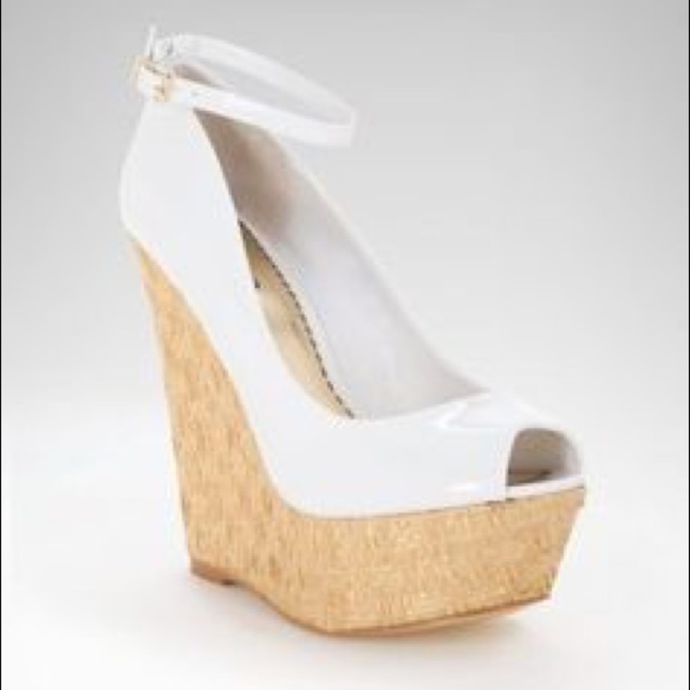 BeBe "Jade" White Wedge Platform