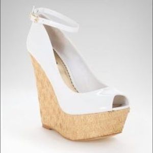 BeBe "Jade" White Wedge Platform