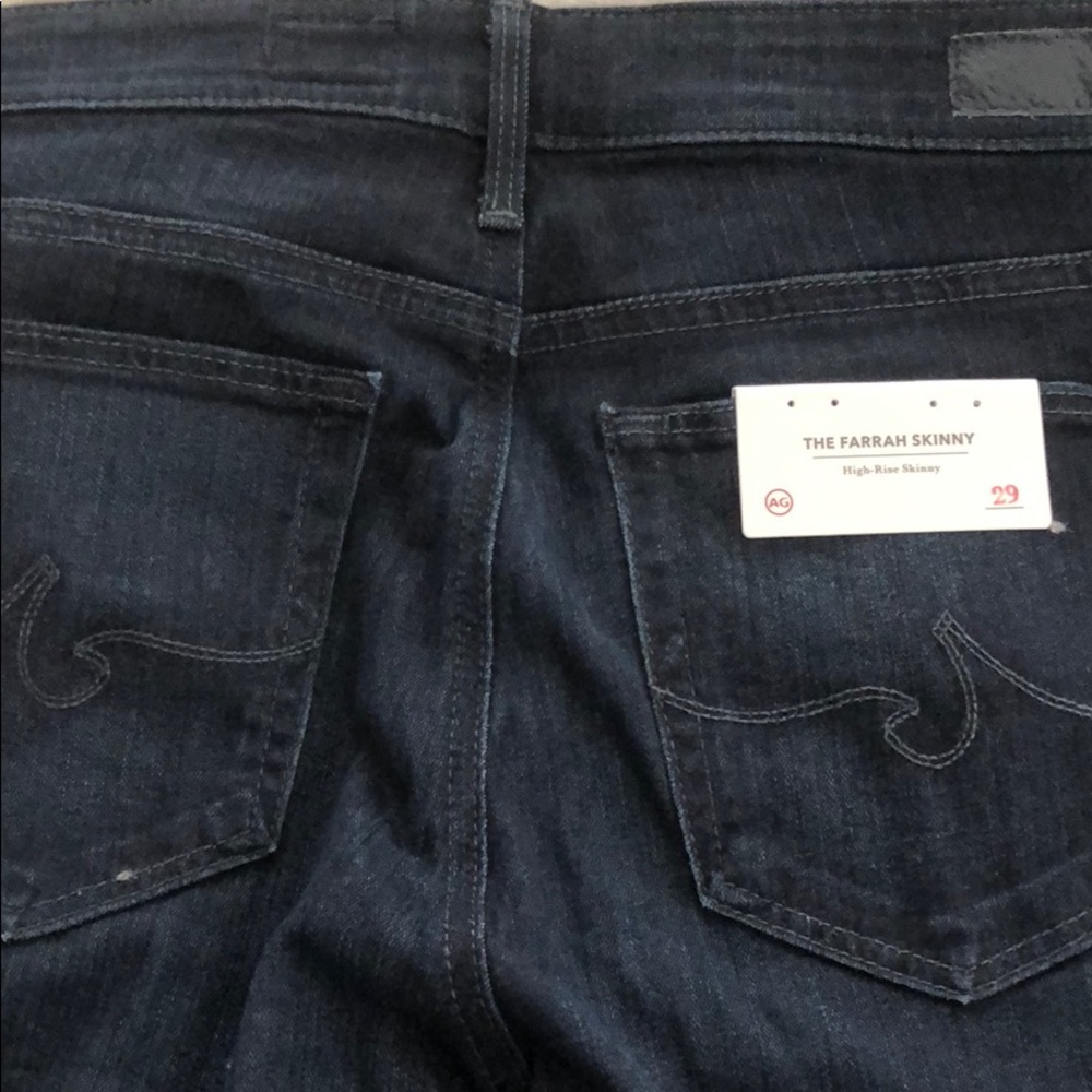 The Farrah Skinny dark denim jeans.