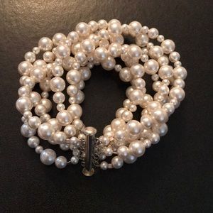 7 Strand Pearl Bracelet Faux