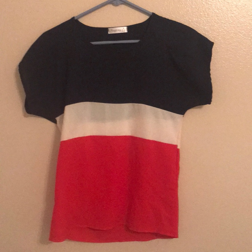 Red, white, and blue t-shirt