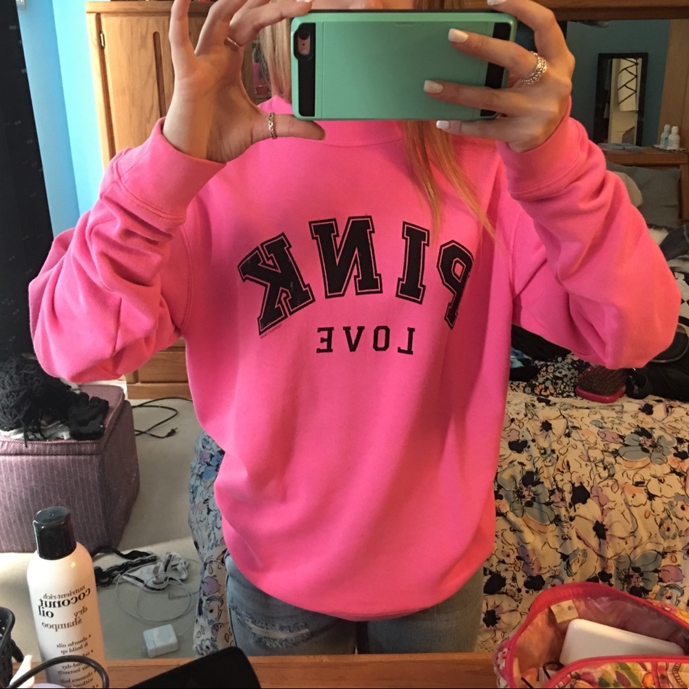 Neon pink crew neck sweatshirt