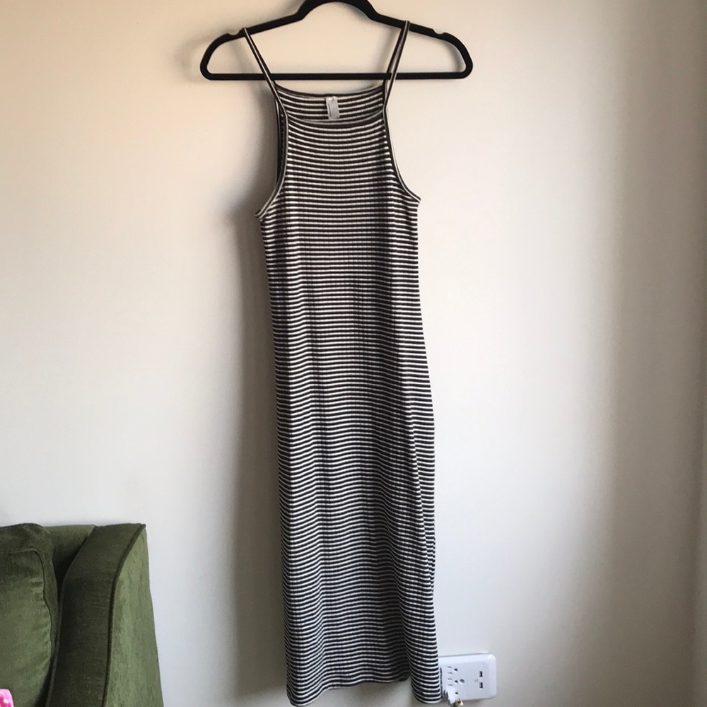 Black/White Striped Midi Dress (Size M)