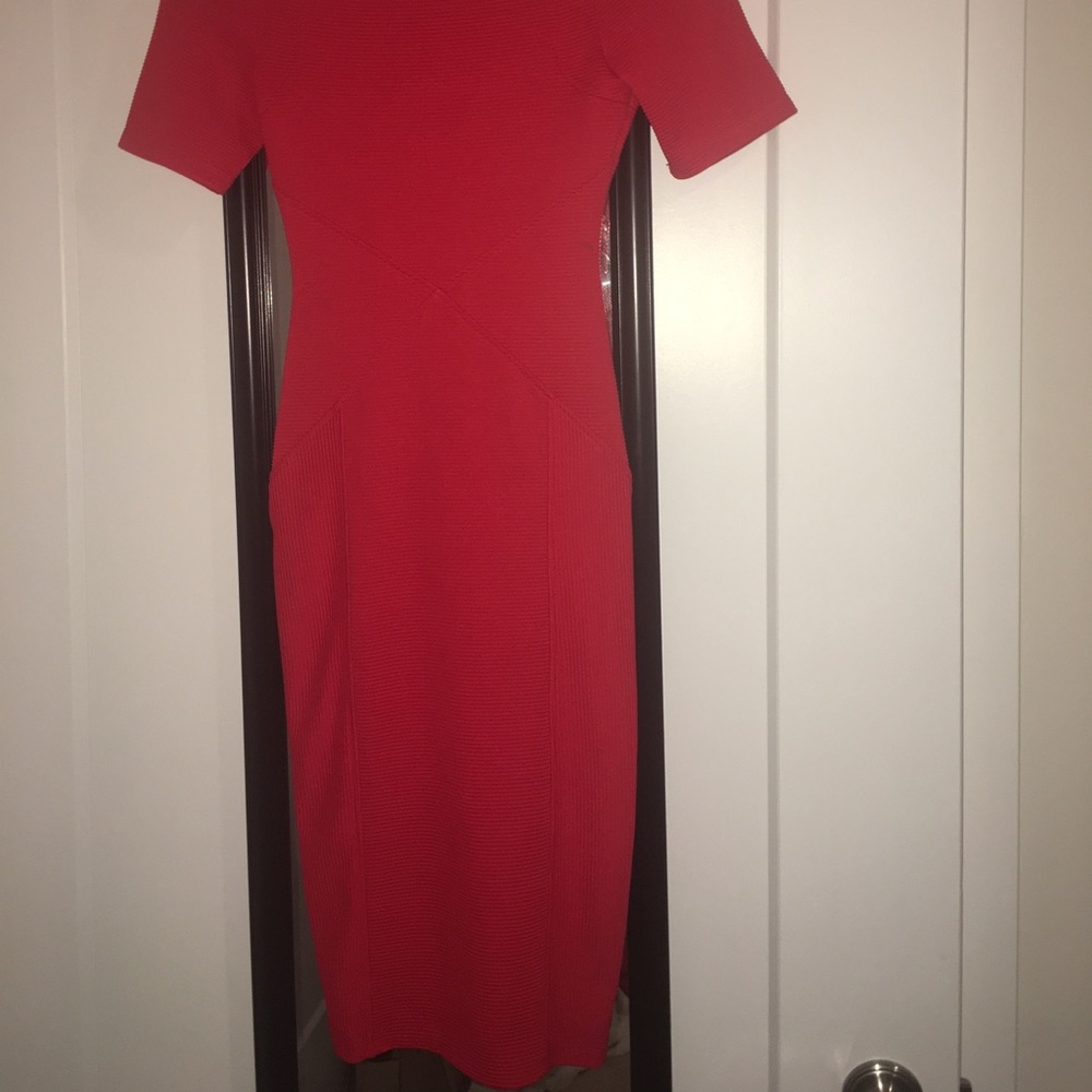 ASOS Red midi dress with split in back