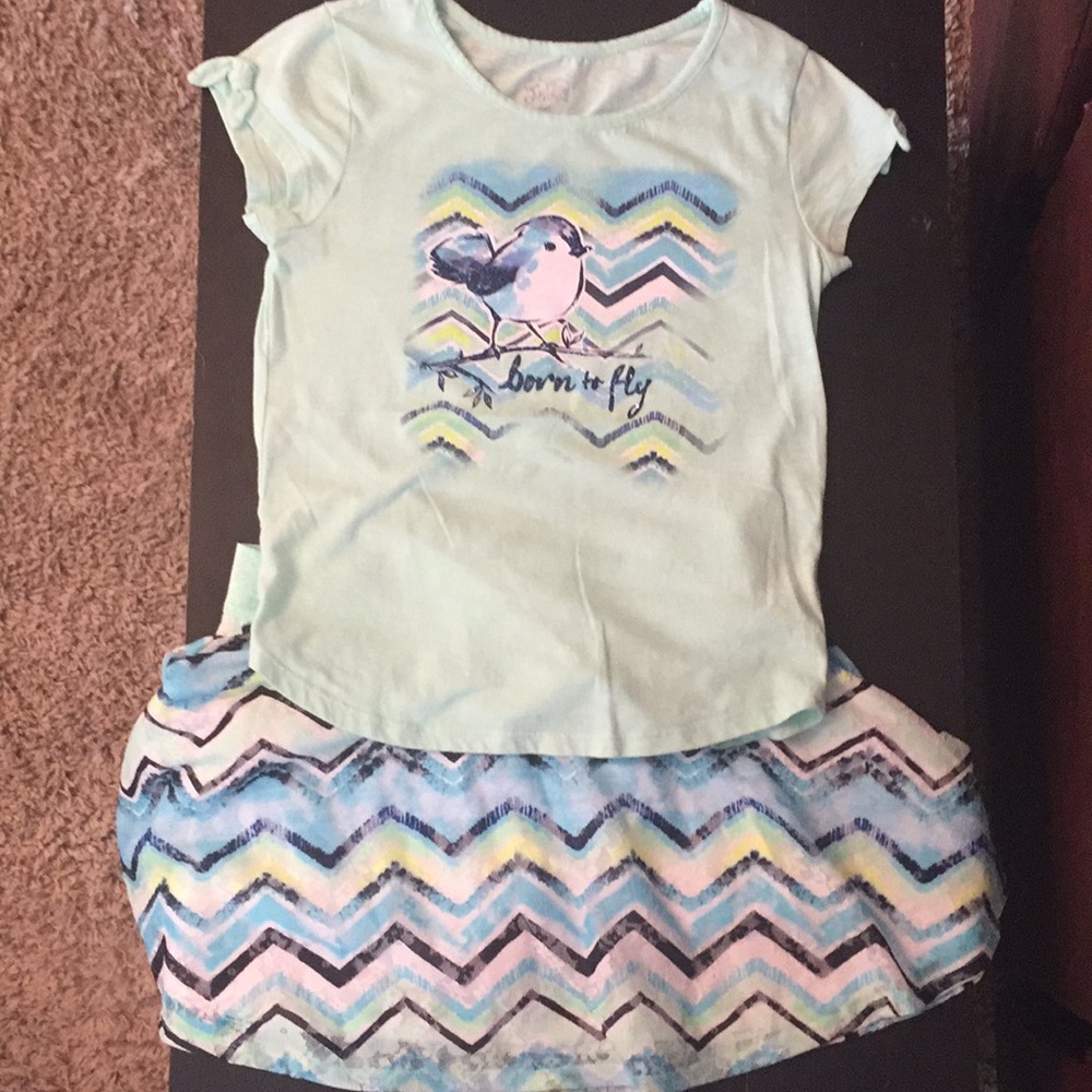 Justice brand girls shirt and skirt outfit