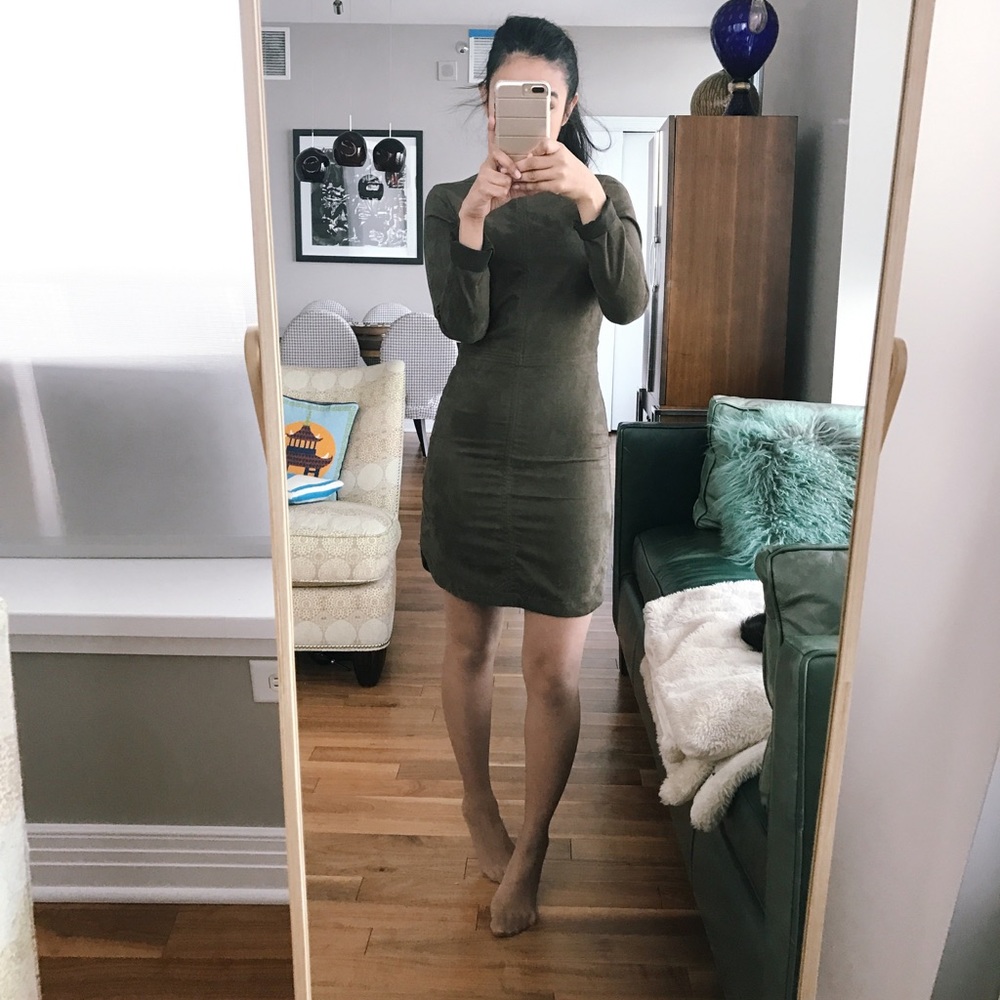 Faux suede olive bodycon