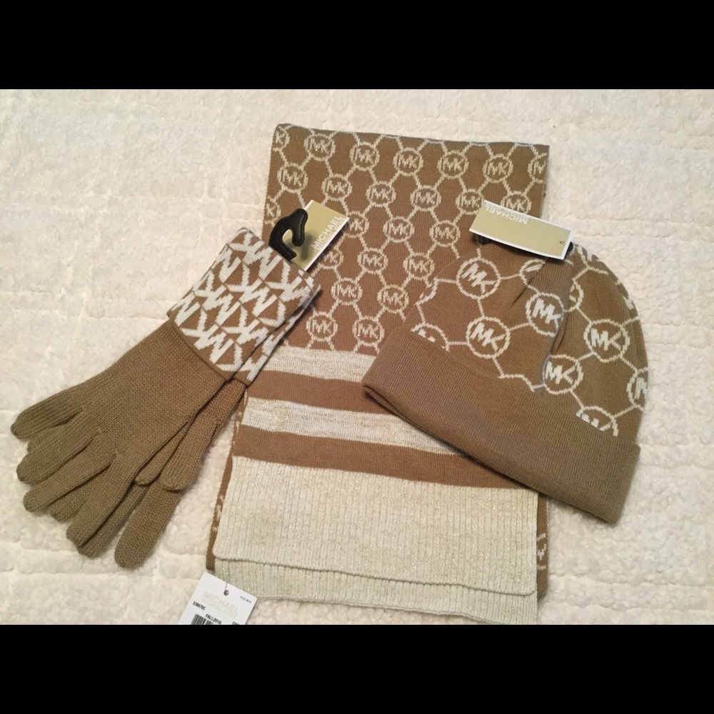 Michael Kors scarf, gloves and hat authentic