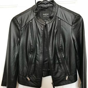 BEBE Black Genuine Leather Jacket XS