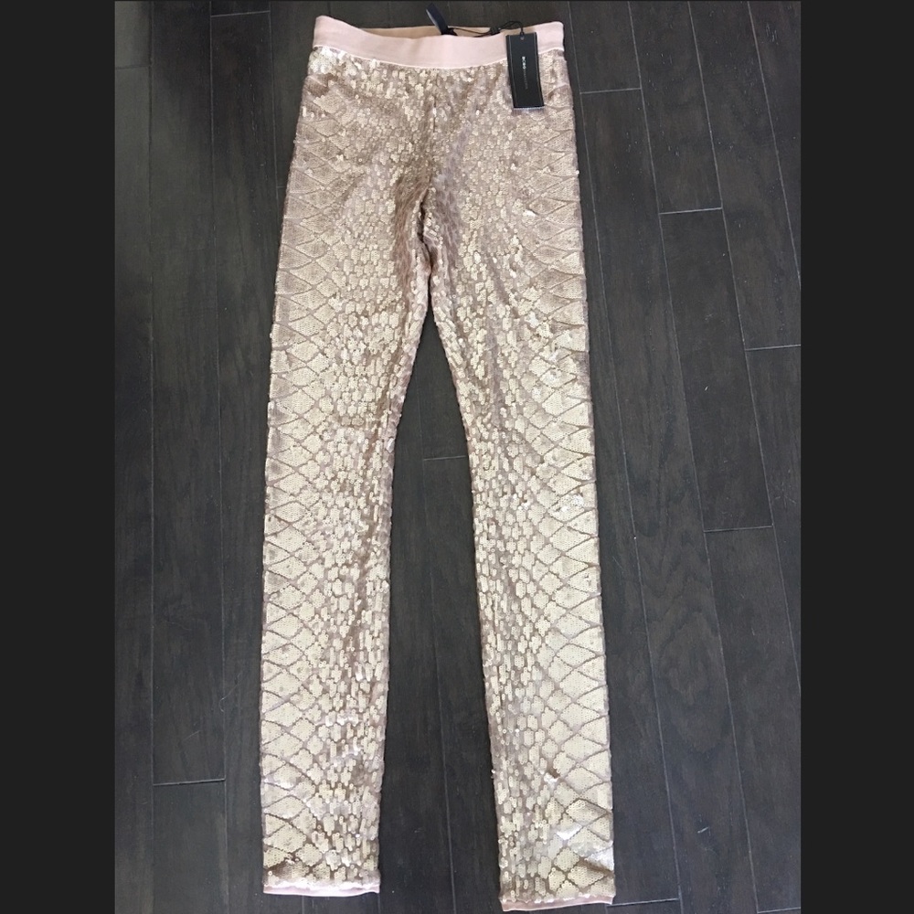 BCBG Maxazaria rose gold sequin pants xs