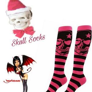Skull Boot socks new gift idea pink black